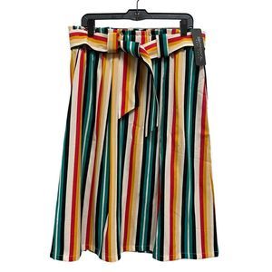 Sentimental New York Women's XL Stripe Multicolor Midi Pleated Skirt